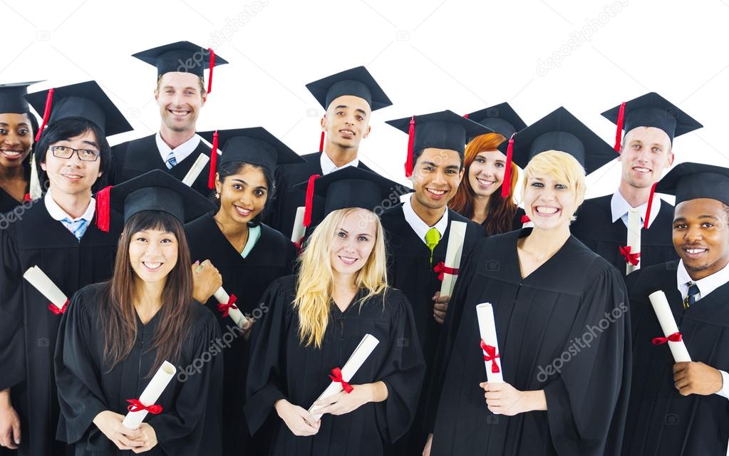 graduating students with diplomas