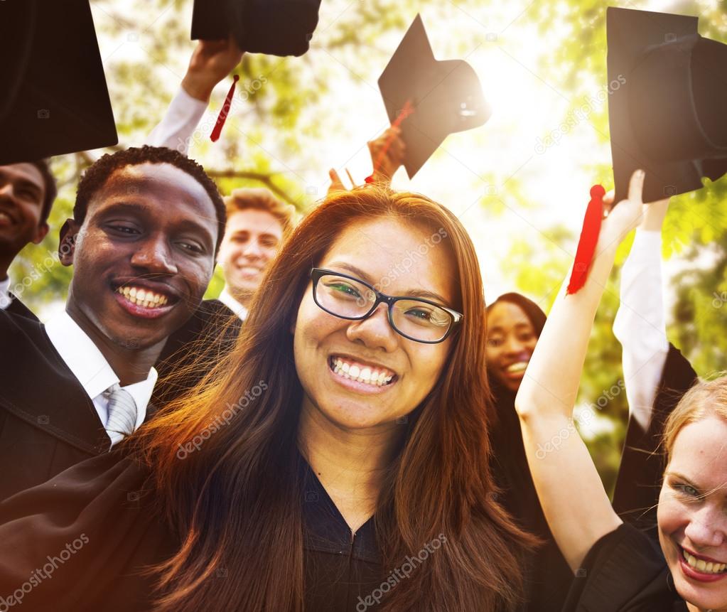 Students Celebrating Graduation Concept