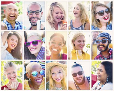 çeşitli mutlu gençler