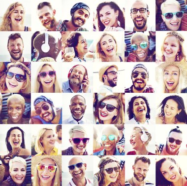 çeşitli mutlu gençler