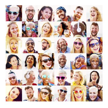 çeşitli mutlu gençler