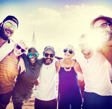 Dostluk gevşeme yaz plaj kavramı