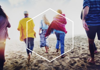 Altıgen çerçeve ve yaz tatil kavramı