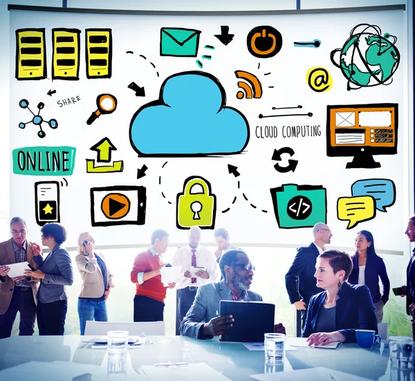 iş adamları ve bulut bilgisayar kavramı
