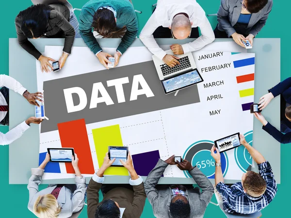 Group of Business People and Data Analytics — Stock Photo, Image