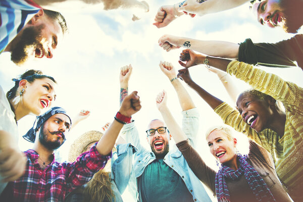 People with Arms Raised Concept