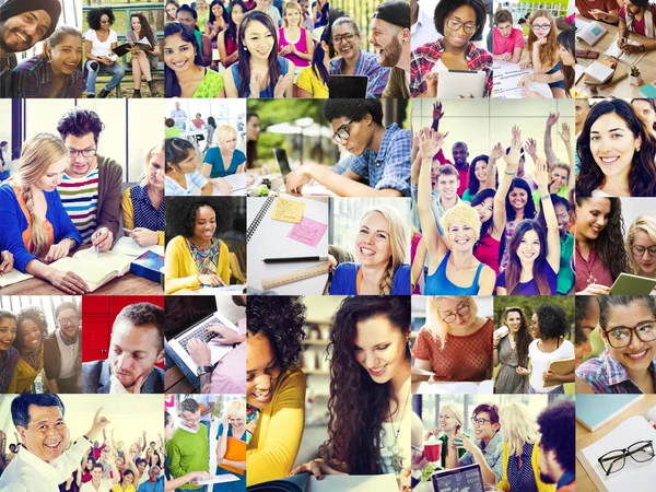 Collage con estudiantes diversos — Foto de Stock