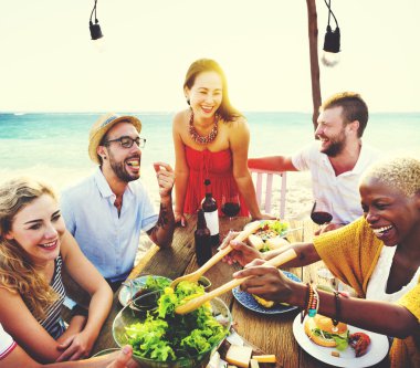 Friends Dining on Beach clipart