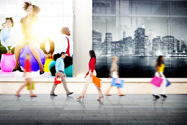 Diversity group of people walking — Stock Photo, Image