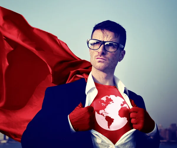 Biznesmen silny superbohater — Zdjęcie stockowe