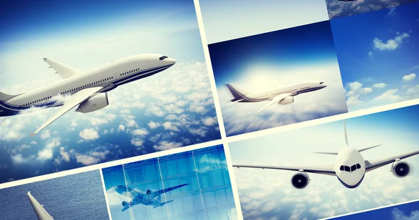 Airplane and Skyline Concept — Stock Photo, Image