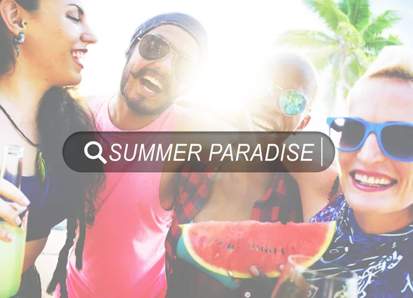 夏の楽園テキストと検索の概念 — ストック写真