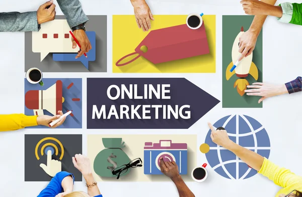 Online marketing branding globale analyse communicatieconcept — Stockfoto