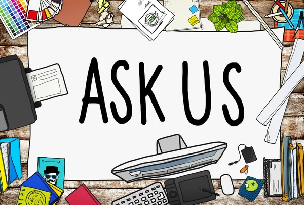 Ask Us and Help Concept — Stock Photo, Image