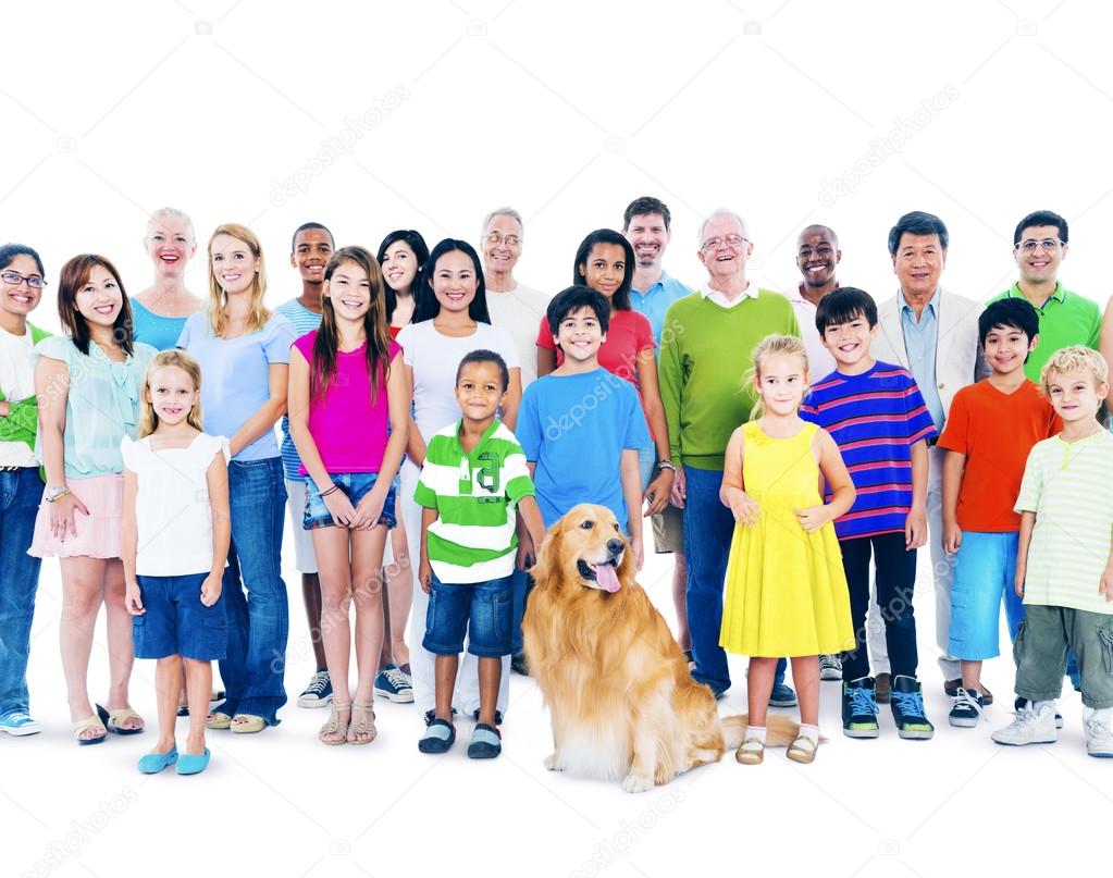 Group of diversity people and children 