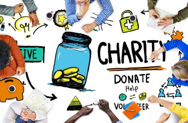 İnsanlar toplantı ve sadaka kavramı