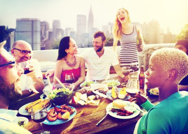 Friends Dining  Outdoors clipart