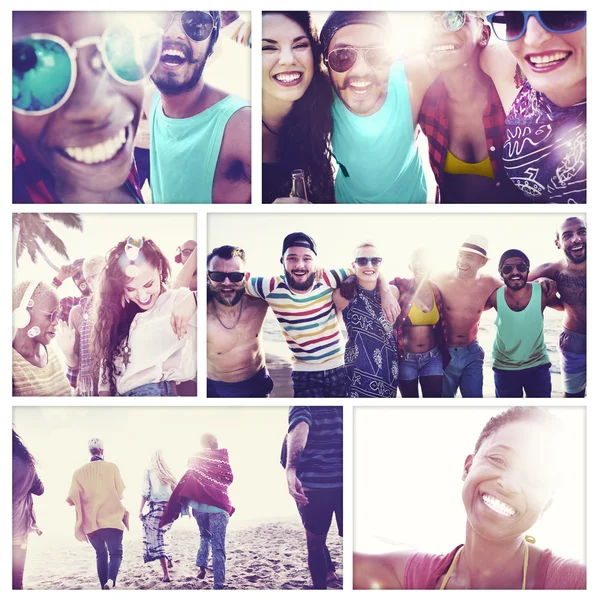 Amigos adolescentes no conceito de festa de praia — Fotografia de Stock