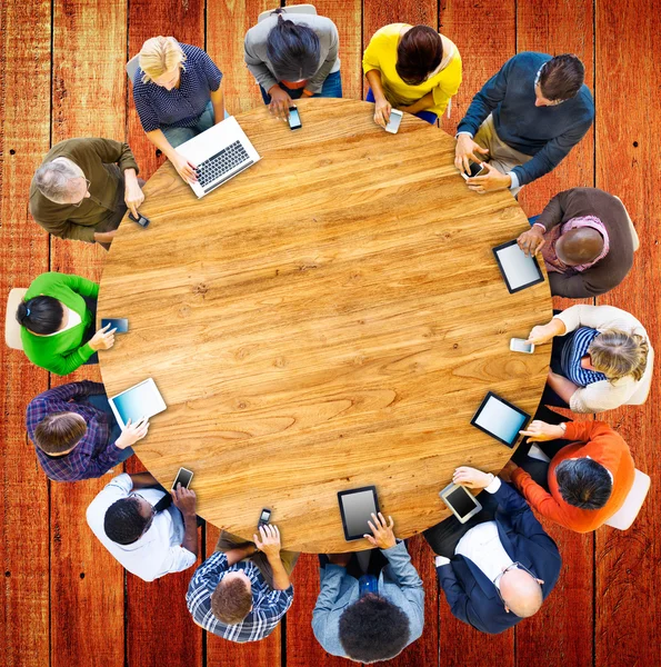 Group of People Connected Digital Devices — Stock Photo, Image