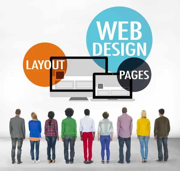 Diversidade de pessoas e web design — Fotografia de Stock