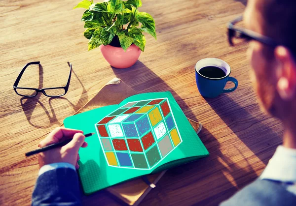 Conceito de Cubo de Puzzle — Fotografia de Stock