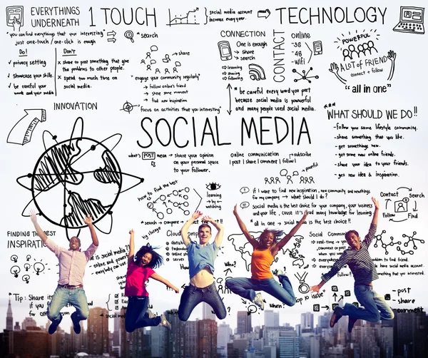 Conceito de tecnologia de mídia social — Fotografia de Stock