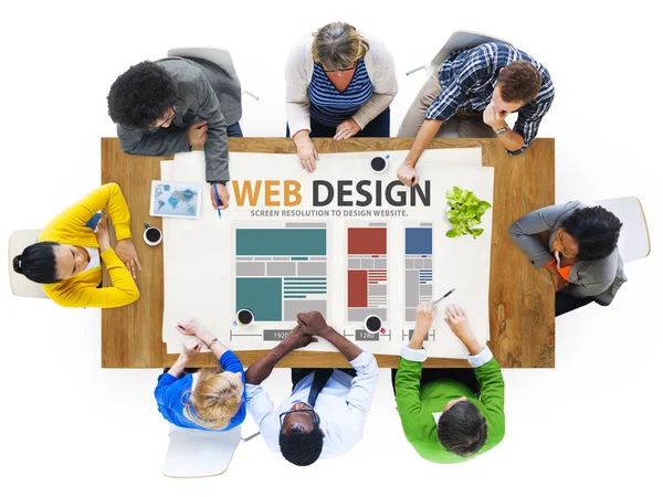 Skupina podnikatelů a Web Design — Stock fotografie