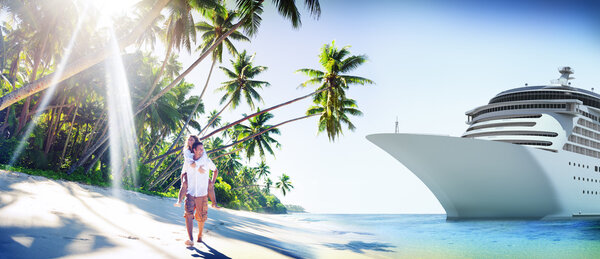 Couple at Beach, Love on Island Concept