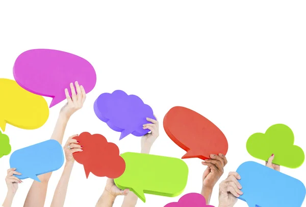 Hands holding colorful Speech Bubble — Stock Photo, Image