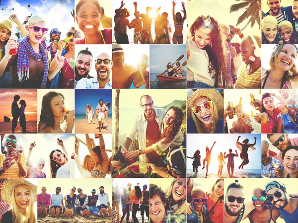 Junge glückliche Menschen am Strand — Stockfoto