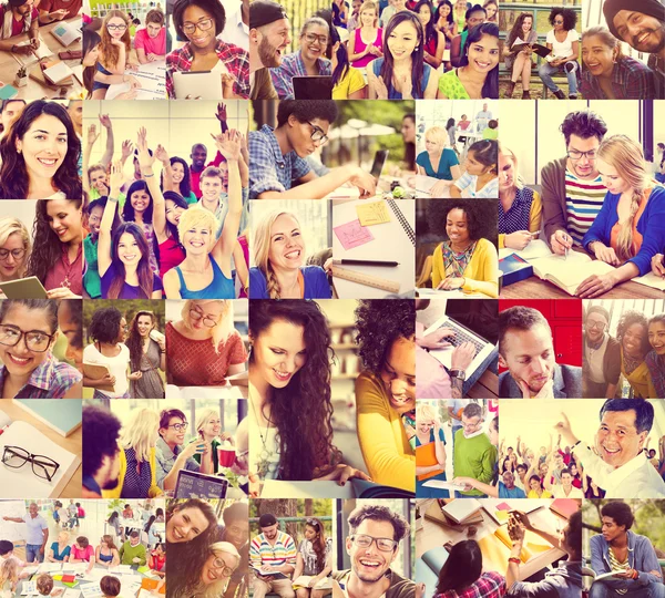 Collage with Diverse Students — Stock Photo, Image