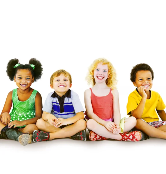 Diversity children sitting together — Stock Photo, Image