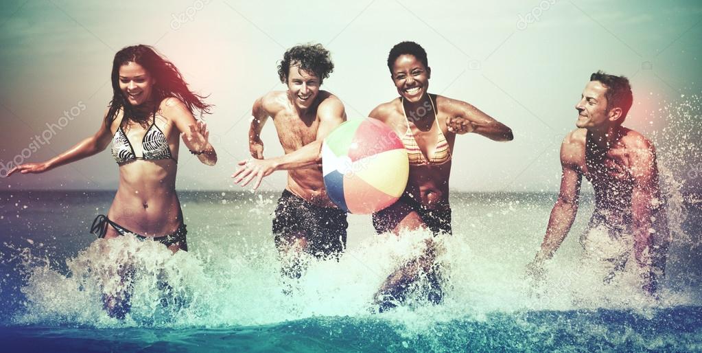 Group of People at Summer Beach Concept