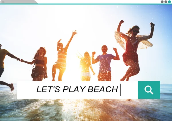 Ας παίζουν παραλία κείμενο, καλοκαίρι έννοια — Φωτογραφία Αρχείου