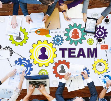 Ekip çalışması bağlantı teknoloji kavramı