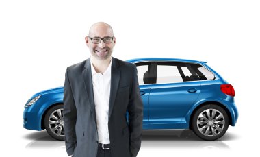 Araba, Hatchback ulaşım 3d illüstrasyon kavramı