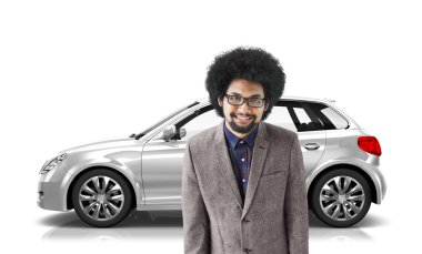 Araba Hatchback, ulaşım 3d illüstrasyon kavramı