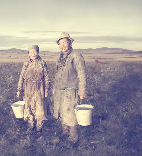 Монгольская концепция семейных фермеров — стоковое фото