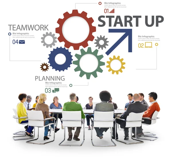 Gruppe von Menschen mit Startup-Strategie-Konzept — Stockfoto