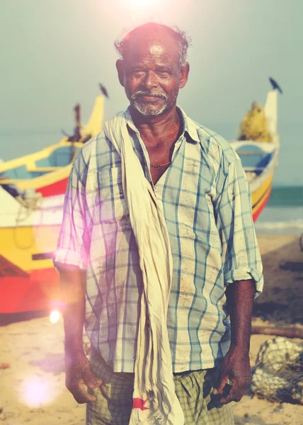 印度渔民，在宁静的概念 — 图库照片