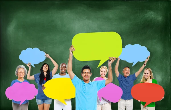 Diversity People with Speech Bubbles — Stock Photo, Image