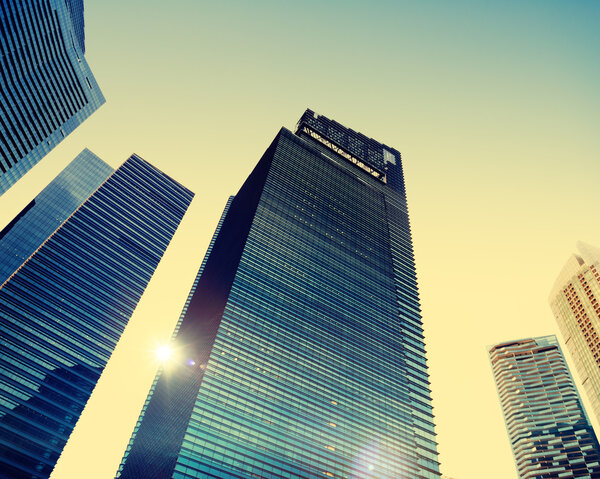 Panorama city and buildings