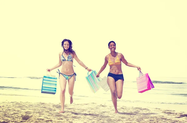 Women in Bikini with Shopping Bags Concept — Stock Photo, Image