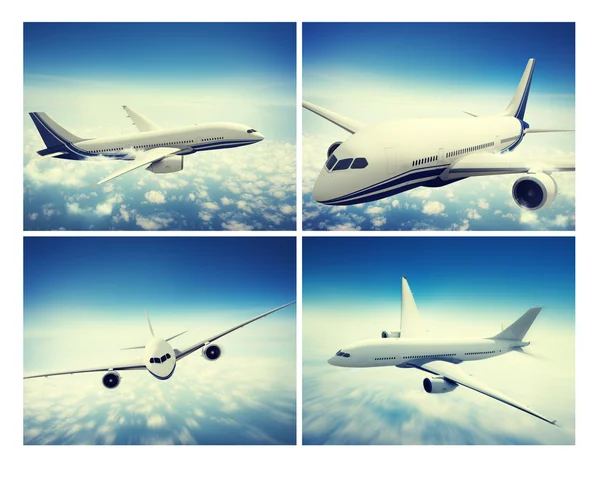 Airplane and Skyline Horizon Concept — Stock Photo, Image