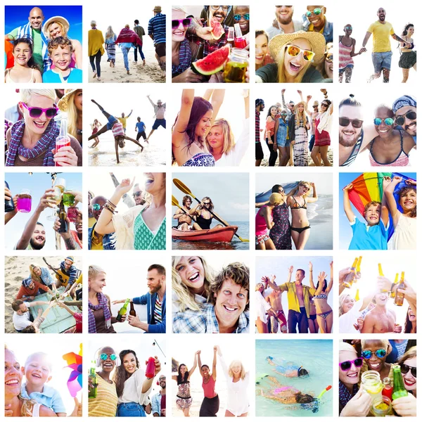 Junge glückliche Menschen am Strand — Stockfoto