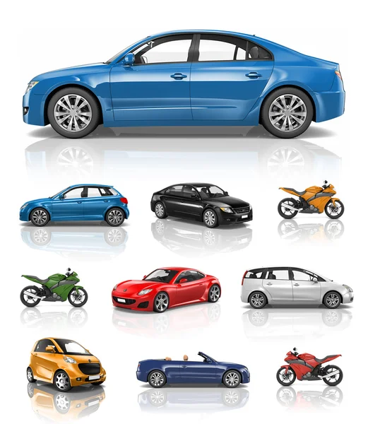 Design von Sportfahrrädern und Autos — Stockfoto