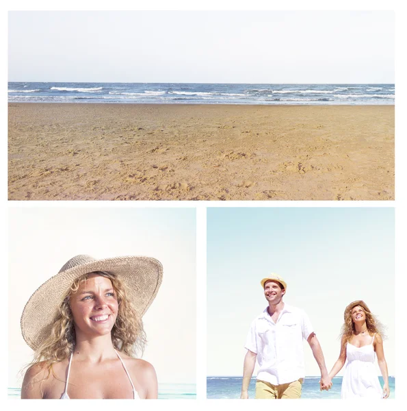 Pareja en la playa, Concepto de citas —  Fotos de Stock