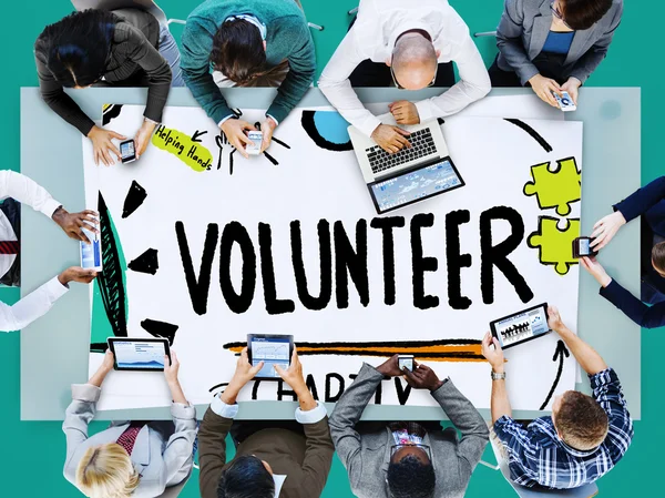 Group of Business People and Volunteer — Stock Photo, Image