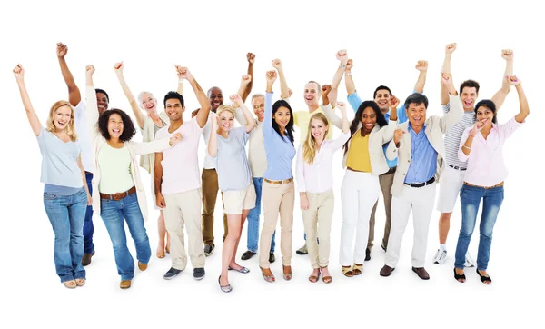 Groep diversiteit mensen vieren van succes — Stockfoto