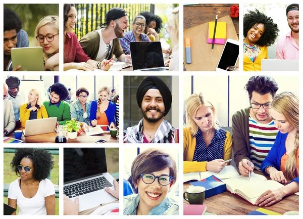 Diversità Studenti che utilizzano dispositivi digitali — Foto Stock